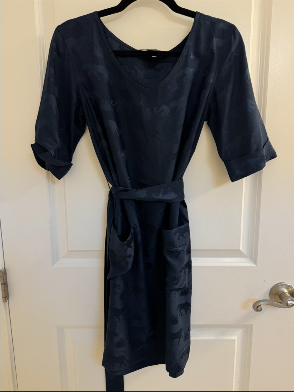 Marc by Marc Jacobs Navy Blue Mini Dress with Belt 100% Silk - Picture 2 of 7